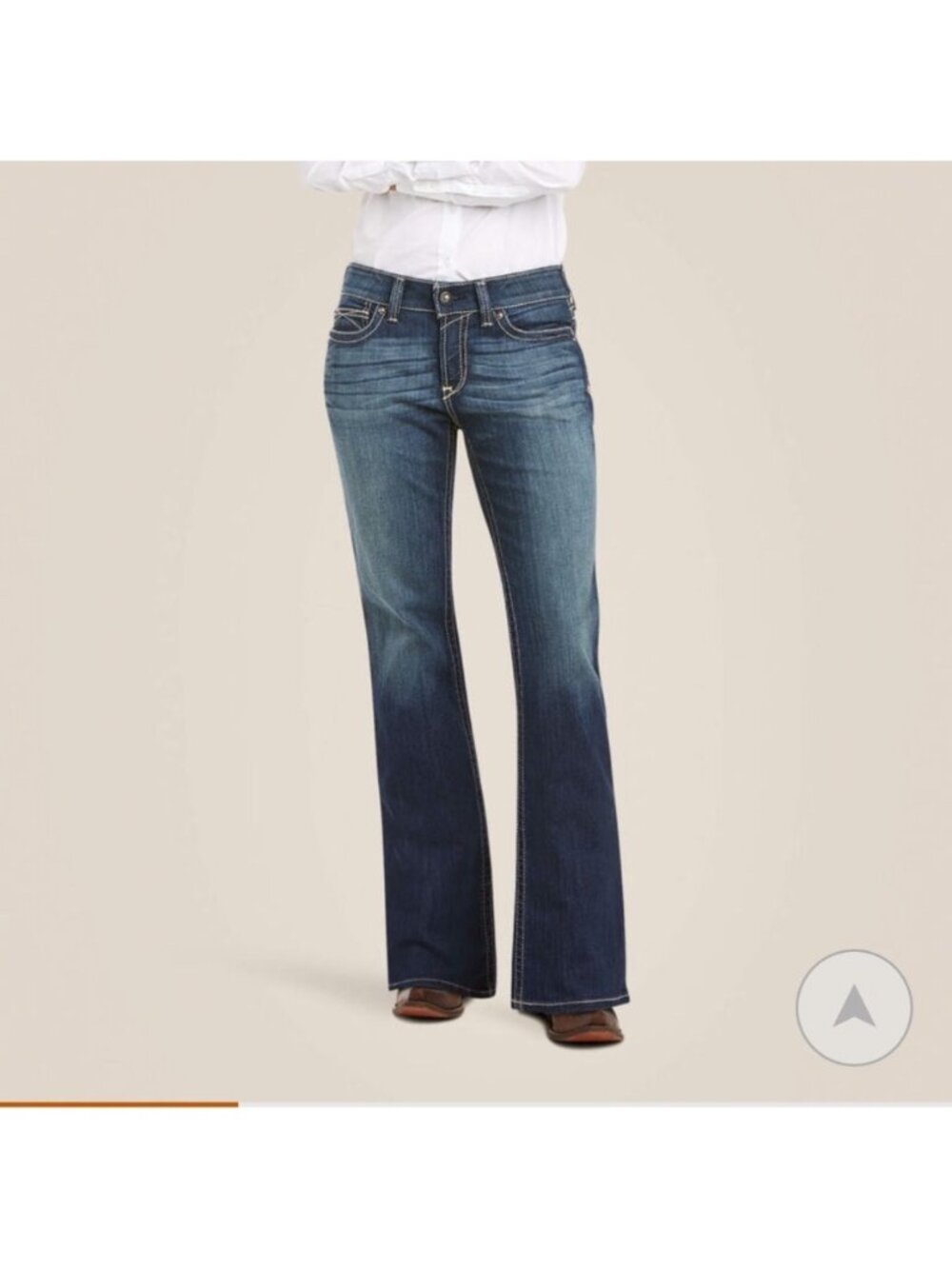 Ariat Womens R.E.A.L. Denim Mid-Rise Bootcut Jeans  29L Blue Stretch 10011683